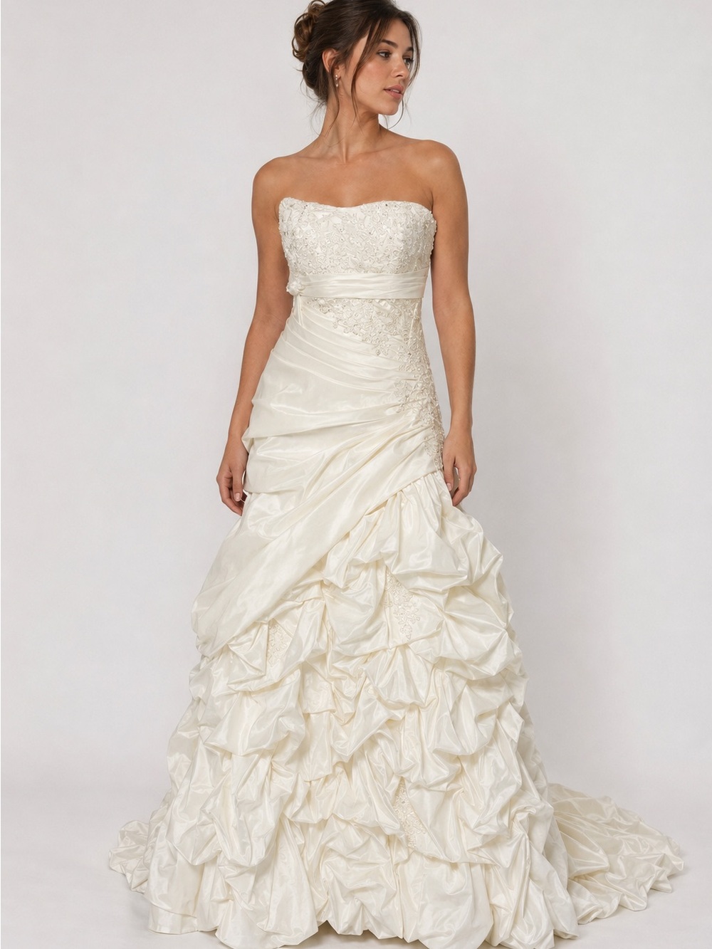 Sira D' Pion Couture Ivory Strapless Wedding Dress – Bridal Size 14
